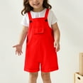 thumbnail image 2 of Bigetiay Toddler Girls Jumpsuits Overalls Casual School Romper Red Jumpsuit with Pockets Spring Summer Romper Girls Size3-4 Years Clothes, 2 of 5
