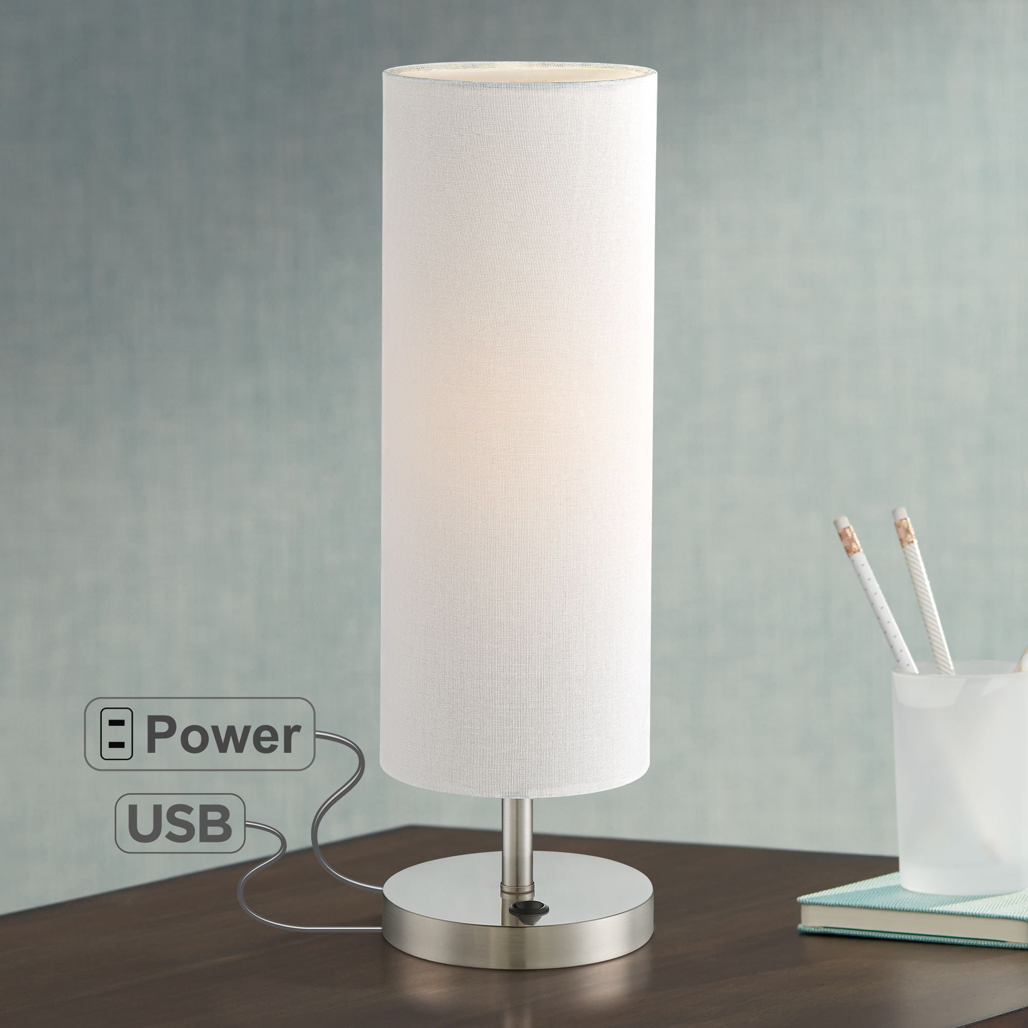 360 Lighting Modern Accent Table Lamp, Cylinder Accent Table Lamp