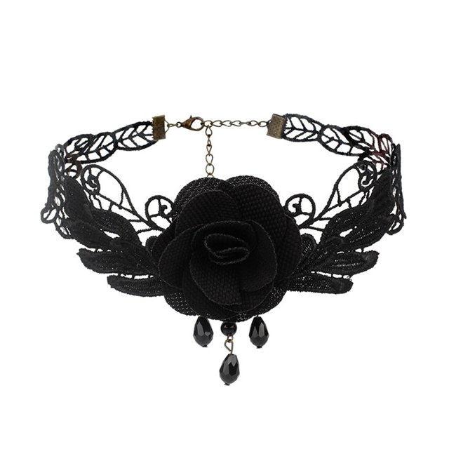 Huanglei Collier Ras-du-Cou en Dentelle à Franges Superposées Gothique Lolita Vintage pour Charme Rétro