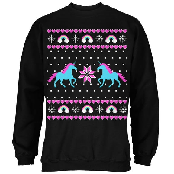 Old Glory Mens Unicorn Rainbow Ugly Christmas Sweater Long Sleeve Sweatshirt
