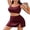 Red, variant on Women High Waisted Ribbed Bikini Sets Modest Two Piece Swimsuit Sporty Push Up Bathing Suit with Swim Skirts Swimwear