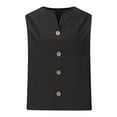 thumbnail image 3 of JSheng Womens Summer Sleeveless Tops Trendy Solid Color V-Neck Button Sleeveless Loose Comfy Shirt Top Black S, 3 of 4