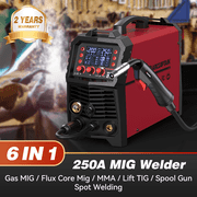 ARCCAPTAIN 250A MIG Welder, Multi-Process Welding Machine with Gas MIG, Flux Core, Stick, Lift TIG, Spool Gun & Spot, Professional Aluminum Welding