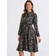 thumbnail image 3 of Vestido con cinturón y estampado floral vintage de manga larga y gasa con cuello anudado para mujer Negros S, 3 of 5