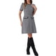 thumbnail image 1 of Vestido A-Line de cuadros INSPIRE CHIC para mujer con cuello redondo y ribete en contraste, elegante vestido de pata de gallo, negro S, 1 of 1