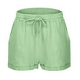 thumbnail image 6 of VNKIDY Comfortable Women Shorts Solid Color Casual Drawstring Pocket Stylish Plain Weave Summer Autumn Beach Shorts, 6 of 8