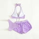 thumbnail image 4 of Bikini sólido con correa para mujer, Bikini con escote en V profundo, conjunto de traje de baño dividido cómodo, traje de baño de tres piezas OAVQHLG3B Store  lin121212, 4 of 4