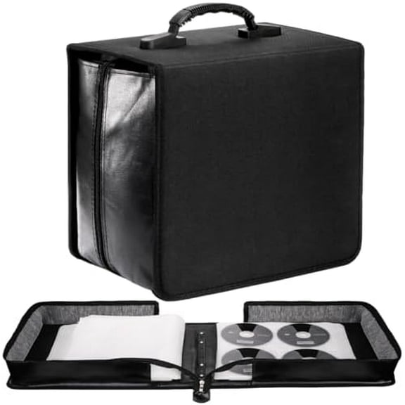 CD DVD Case Holder, 520 Capacity CD Binder DVD Storage Holder with Zipper, Portable Large Card Media Wallet Storage Booklet Album Box for Home Office Travel Car$$