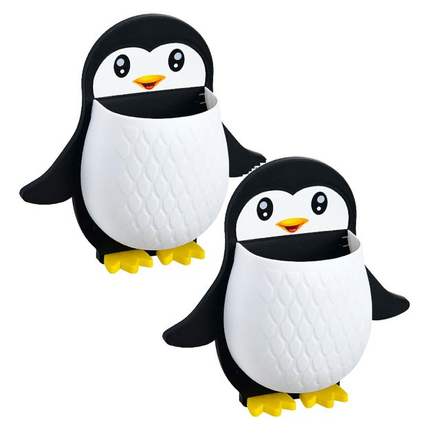 Oleegame 2PC Spoon And Lid Rest Creative Carto Stocking Penguin Settings Kitchen Toilet Toothbrush Tool Turn Into The Box Wall Hanging Storing Shelf