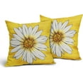 thumbnail image 5 of Summer Daisy Floral Pillow Covers 18X18 Inch Set of 2 White Petal Flower Bloom Decorative Pillow Cases Yellow Seasonal Cotton Linen Cushion Case Farmhouse Home Decor for Sofa Couch Porch Outdoor, 5 of 6