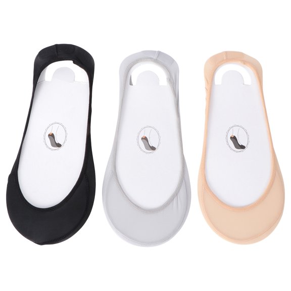 DEEPCRAFF 1Set Black Liner Sock Short with Silicone Heel Grip for Toe Flat Shoes
