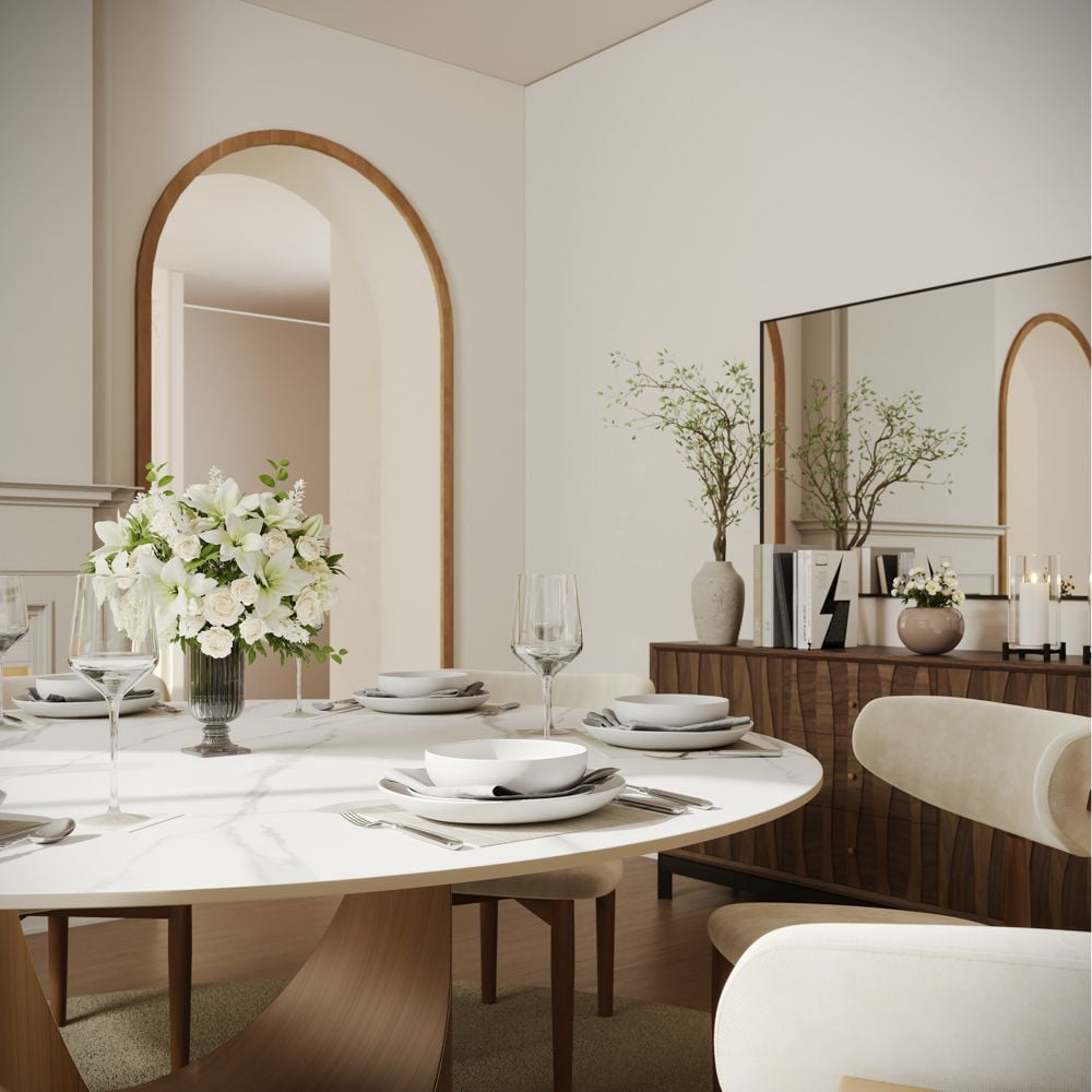 POVISON-Hobart - Round Matte Sintered Stone Dining Table