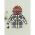 thumbnail image 2 of Gureui Toddler Kids Boys Autumn Winter Casual Shirts Coat Plaid Hooded Long Sleeve Button-Down Outerwear Velvet Jackets, 2 of 8