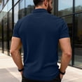 thumbnail image 4 of Qwertyu Mens Polo Shirts Short Sleeve Button Golf Casual Slim Fit Shirt with Pocket Spring Summer Stylish Tops Navy 2XL, 4 of 5