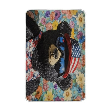Wobogo Black Teddy Bear Flannel Fleece Bed Blanket as Bedspread Coverlet Sofa Blankets (90x60in) Soft Lightweight Warm and Cozy