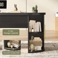 thumbnail image 4 of Modern Executive Desk with 2 Drawers, 58.3" x 21.7" Fluted Computer Desk with 2 Sliding Doors Storage, Home Office Desk, 4 of 7