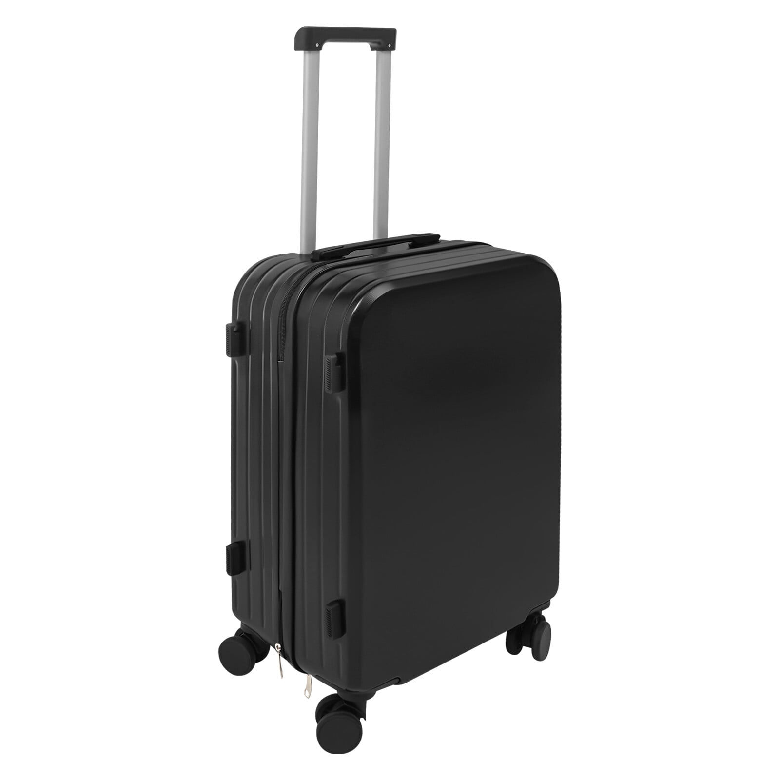 Black 24 inch Carry On Luggage, Checked Luggage with Cup Holder & Spinner Wheels Carry On Suitcase Airline Approved with USB Interface Lightweight Travel Luggage Suitcase