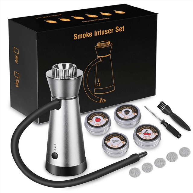 Fumoir à Cocktail, Outil Électrique Portable pour Aliments et Boissons, Injecteur de Fumée Intérieur et Extérieur Fumoir Portatif(B)