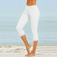 thumbnail image 2 of Summer Savings Clearance! Stamzod Capri Leggings for Women Summer Solid Color High Waisted Stretch Leggings Casual Slim Fitting Plus Size Capris for Women White B XXXL, 2 of 6