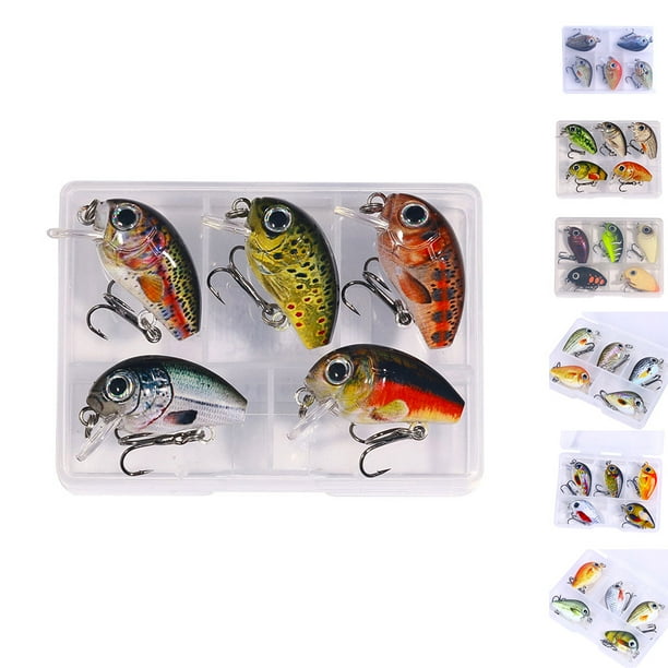 Ourlova 5PCS Micro Crankbait Fishing Lures Slow Sinking Durable Vib Set  Topwater Lures Kit For Bass Trout Fishing Lovers