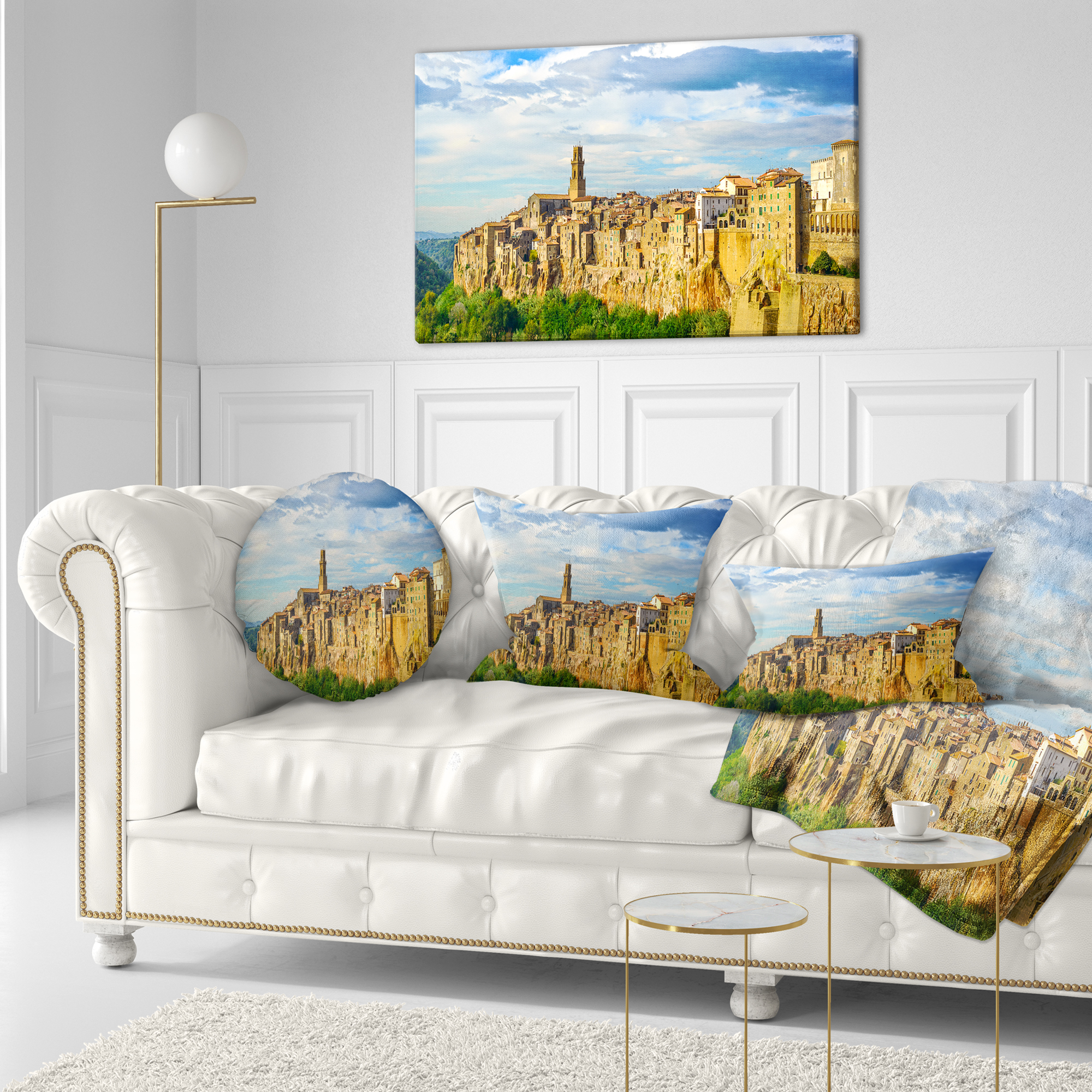 Designart Tuscany Pitigliano Medieval Village - Photography Throw Pillow - 12x20