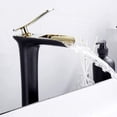 thumbnail image 5 of Grifo de cascada superior para baño, grifo mezclador para lavabo de agua caliente y fría, diseño moderno, negro y cromado, 5 of 5