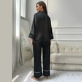 thumbnail image 4 of Women's Classic Button Down Satin Silk Pajama Set - Long Sleeve Top & Pants for Sleepwear/Loungewear, 4 of 7