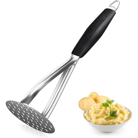 Heavy-duty stainless steel potato masher, professional integrated masher kitchen tool and food masher/potato crusher, with silicone handle, suitable for beans, vegetables, fruits, avocado, meat