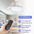 thumbnail image 5 of Bella Depot 36" Modern Retractable Ceiling Fan with Led Light, 6-Speed Reversible Ceiling Fan with Remote - 36 White Nickel Brushed Modern &, 5 of 5