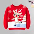 thumbnail image 4 of Lovskoo Toddler Baby Boy Girl Christmas Sweater Pullover Reindeer Snowman Sweatshirts Knit Tops for 1-6 Years Red, 4 of 5