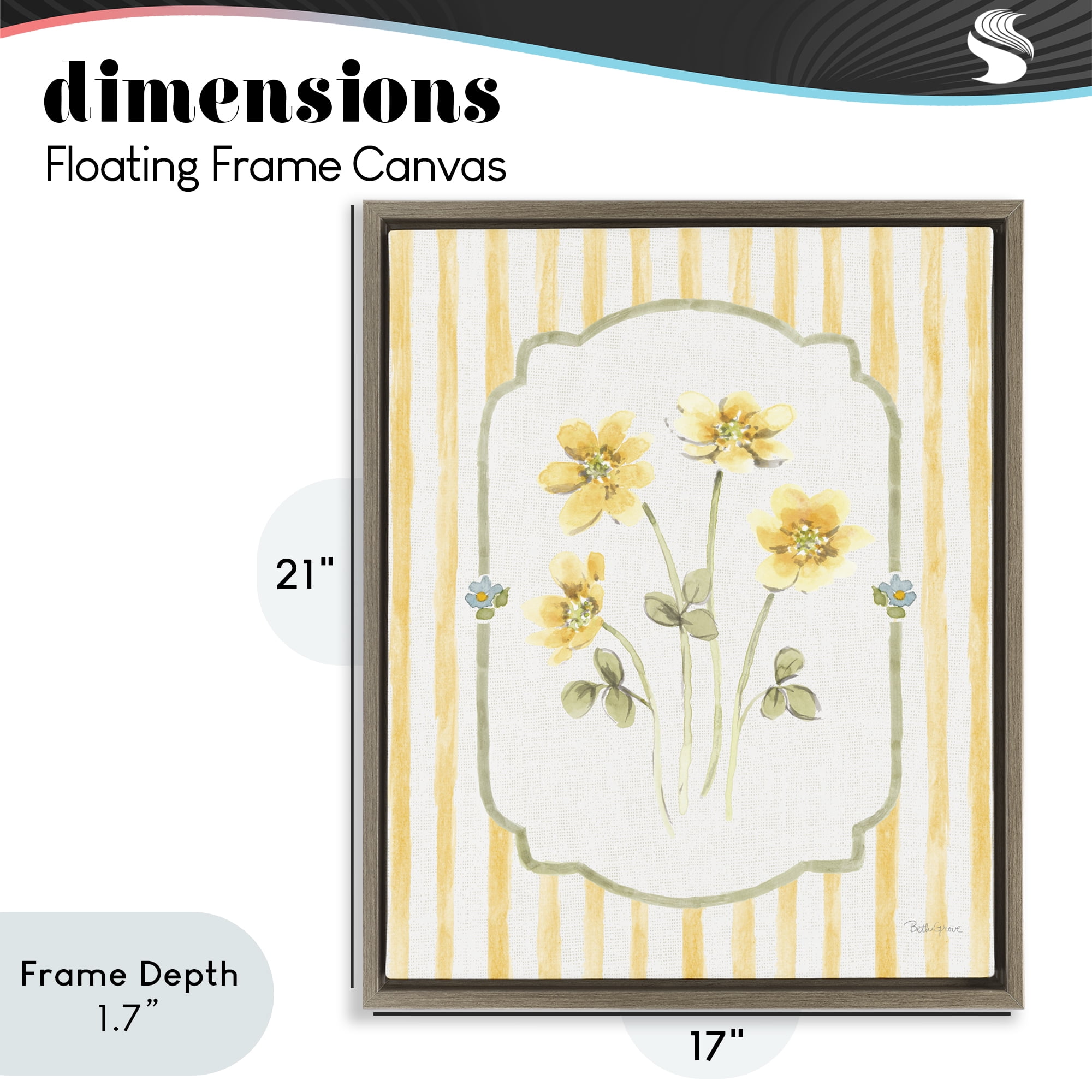 Stupell Industries Sweet Honey Flowers Brown Framed Floater Canvas Wall Art, design by Beth Grove