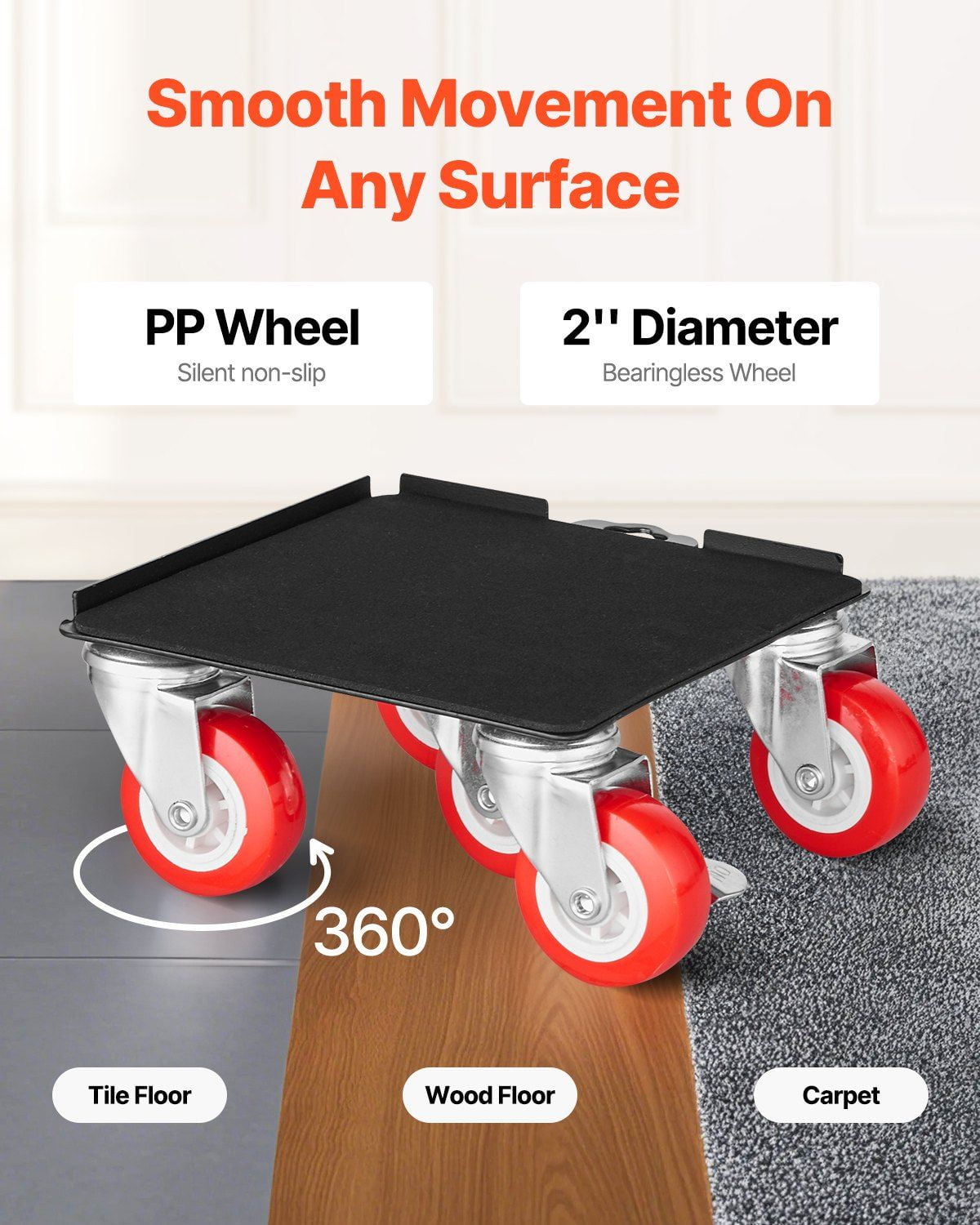 3474 lbs Capacity Heavy Duty Furniture Dolly, 5 Wheel Design for Smooth Moving, Hand Truck for Appliances