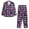 thumbnail image 4 of SCRAWLGOD Love Heart Womens Pajamas Long Sleeve Pj Set Women Pjs Fall Trendy Clothes V Neck 2 Set Outfits for Women Lightweight Women Nightwear Size 3XL, 4 of 7