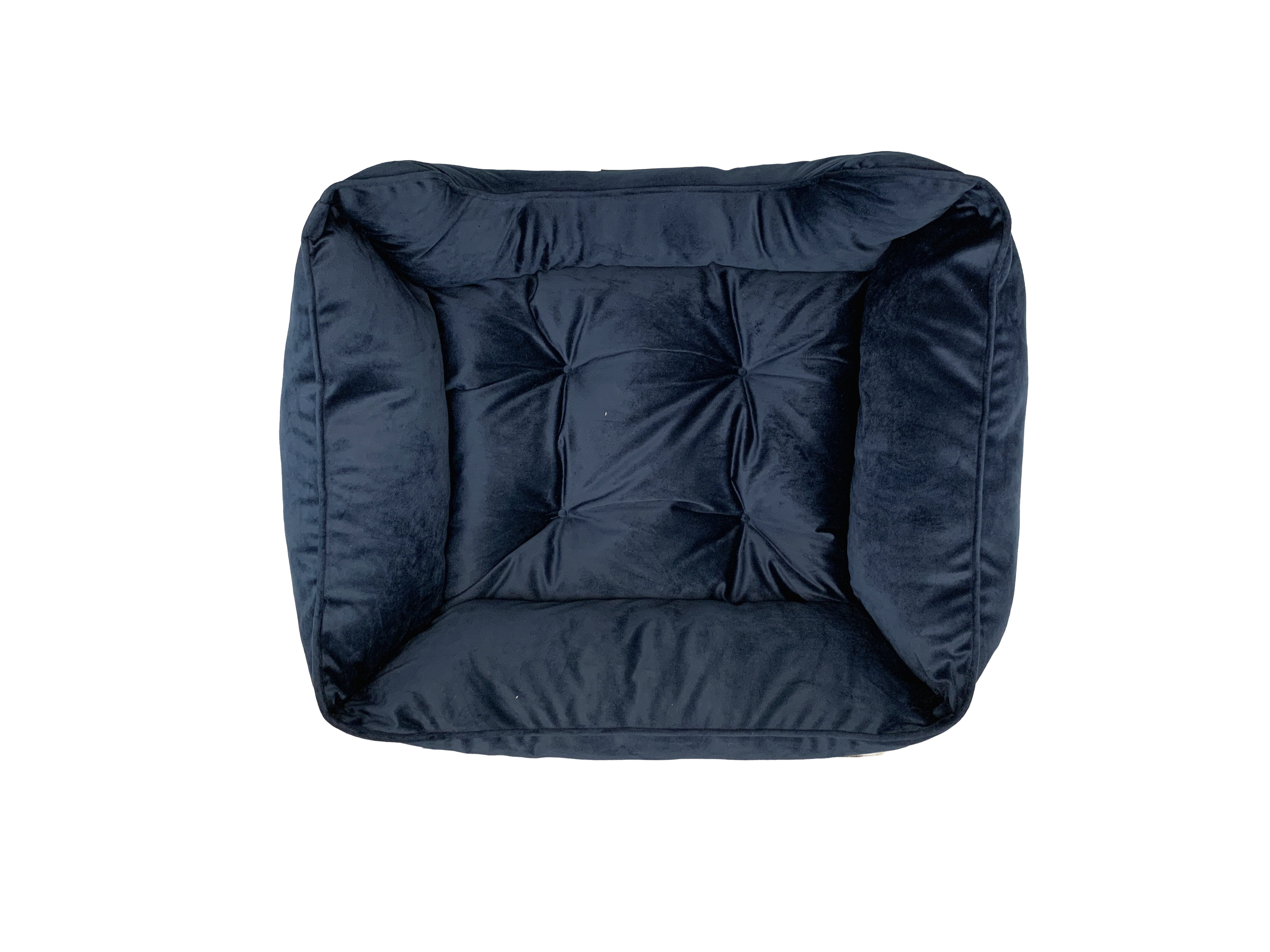 Modern Threads Medium Luxury Velvet Tufted-Style Dog Bed, Denim