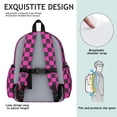 thumbnail image 5 of Pink and Black Checkered Pattern Backpack for School, Cute School Bag with Adjustable Shoulder Straps and Padded Back, 13.4"x11"x4.7", 5 of 5