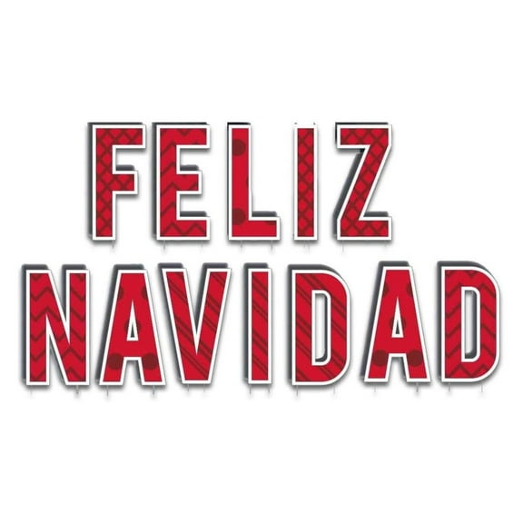 Yard Sign Outdoor Lawn Decorations: Red Feliz Navidad Yard Sign Letters, Includes 2 Stakes Per Letter