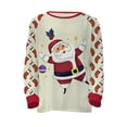 thumbnail image 3 of Family Matching Christmas Pajamas Sets Long Sleeve Santa Claus Print Tops + Xmas Socks Print Pants, 3 of 9