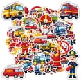 thumbnail image 3 of 35pcs-50pcs Cartoon Stickers Firefighter Kids Stickers Emergency Vehicles Funny Stickers for Notebooks Luggage, 3 of 9