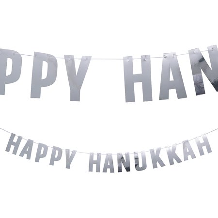 Fun Express 9 Ft. Silver Foil Happy Hanukkah Garland