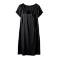 thumbnail image 7 of Blmnix Satin Nightgown Sleep Shirts for Women Lightweight Nightgowns Sleep Dresses Sleep Shirt Crew Neck Short Sleeve Knee Length Black Mumu Nightgown for Women, 7 of 7