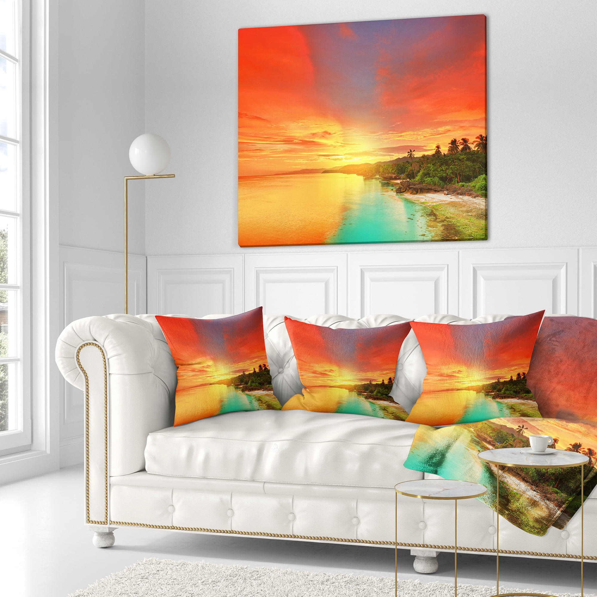 Designart Beautiful Coastline in Philippines - Seascape Throw Pillow - 16x16