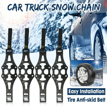 4x Black Tire Chain Snow Ice Anti Skid Road Emergency Car Truck Wheel Accessory