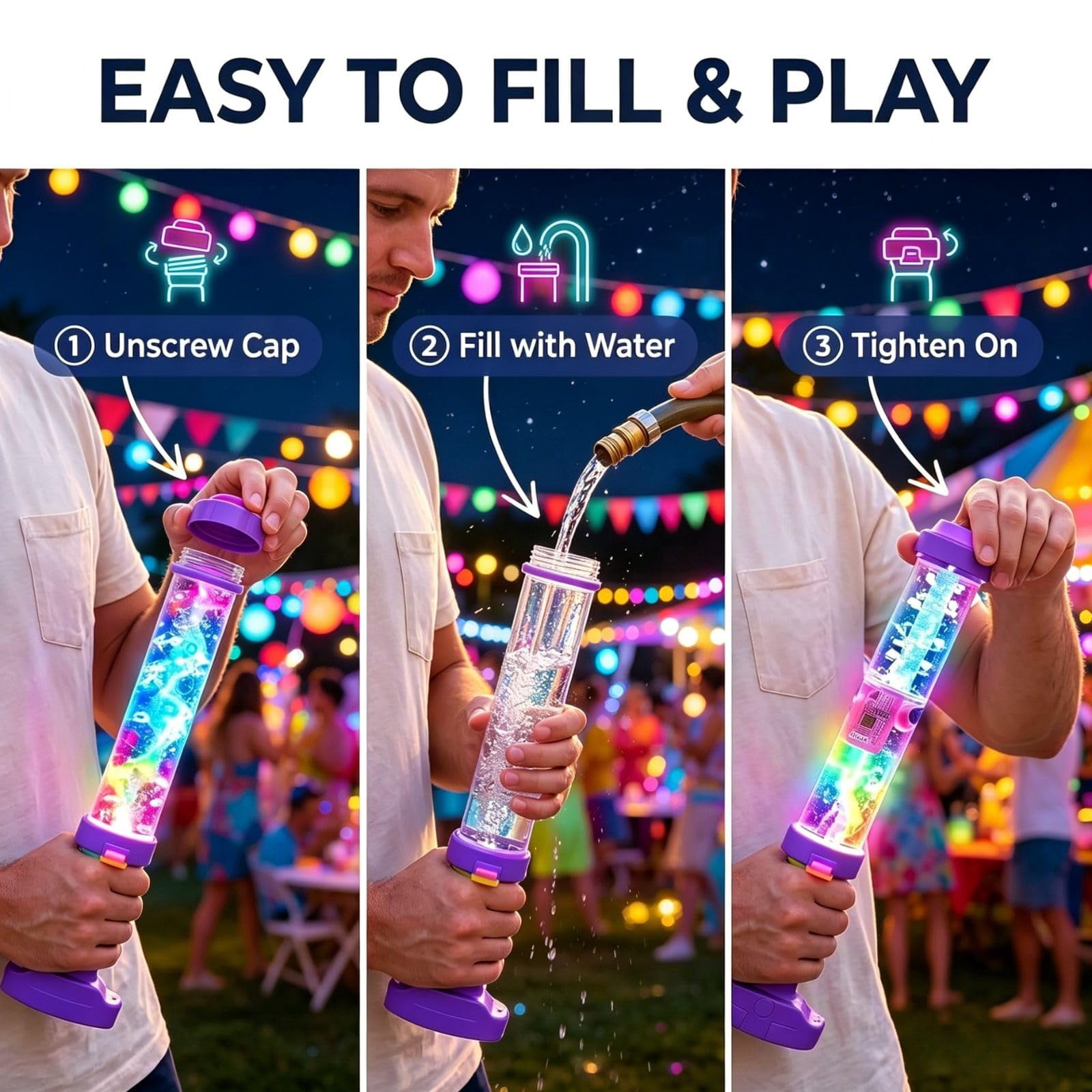 Glowing Rainbow LED Water Blaster, Glowing Rainbow Water Blaster, Summer Fun that Pops Like Magic, Suitable for Pool Parties and Outdoor Activities