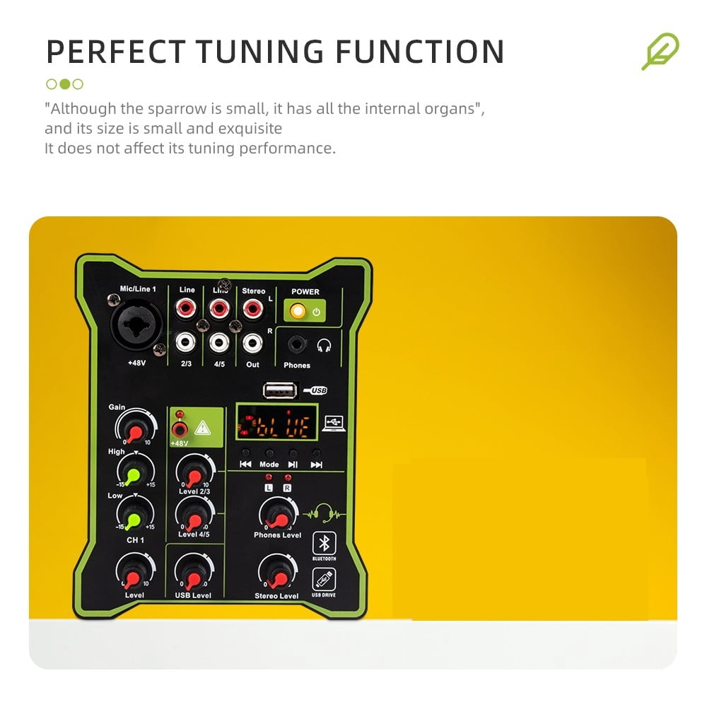Professional 5 Channel Mixer USB Bluetooth Mixer High and Low DJ Multi-Function Mixer