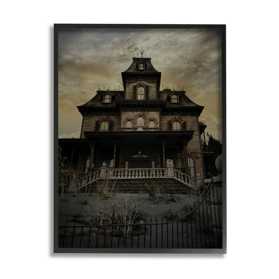 Stupell Industries Haunted House Landscape Nature Painting Black Framed Art Print Wall Art, 11 x 14