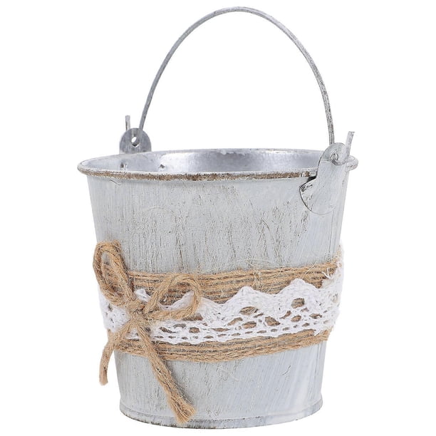 Sturdy Iron Bucket Flower Container Suitable For Decoration 8x8x7.5cm Dark Grey 1Pcs