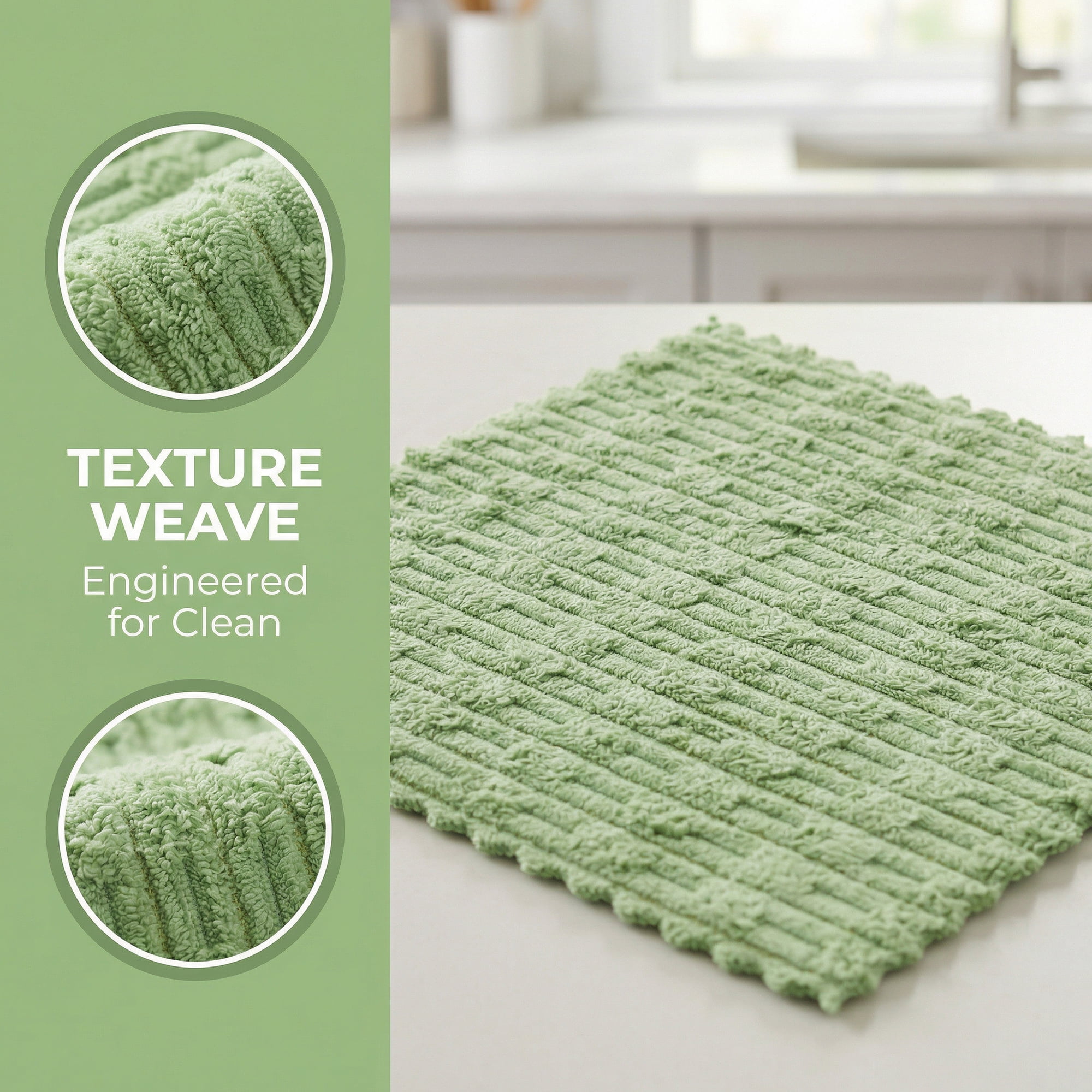 Unique Bargains 6 Pack Microfiber Streak Free Cloths Dark Dark Green/Olive Green 12"x12"