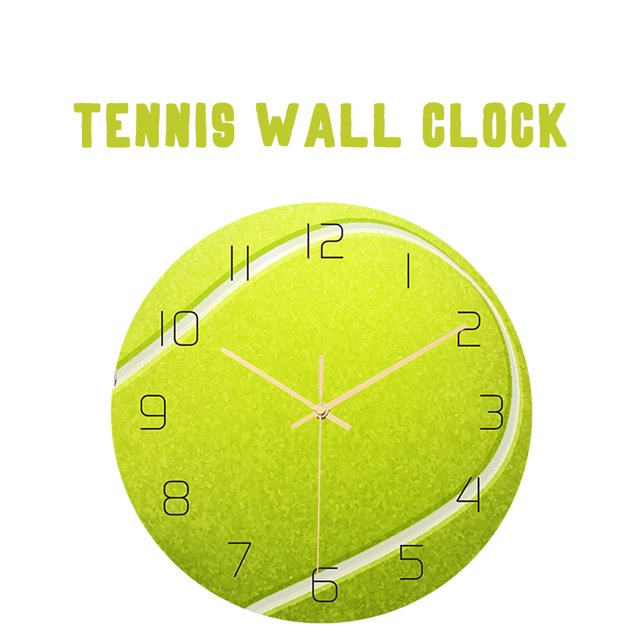 Weloille Tennis Ball Wall Clocks, Battery Operated Silent Non Ticking Modern Round Wall Clock Decor for Bedrooms Living Room Classroom Office Farmhouse