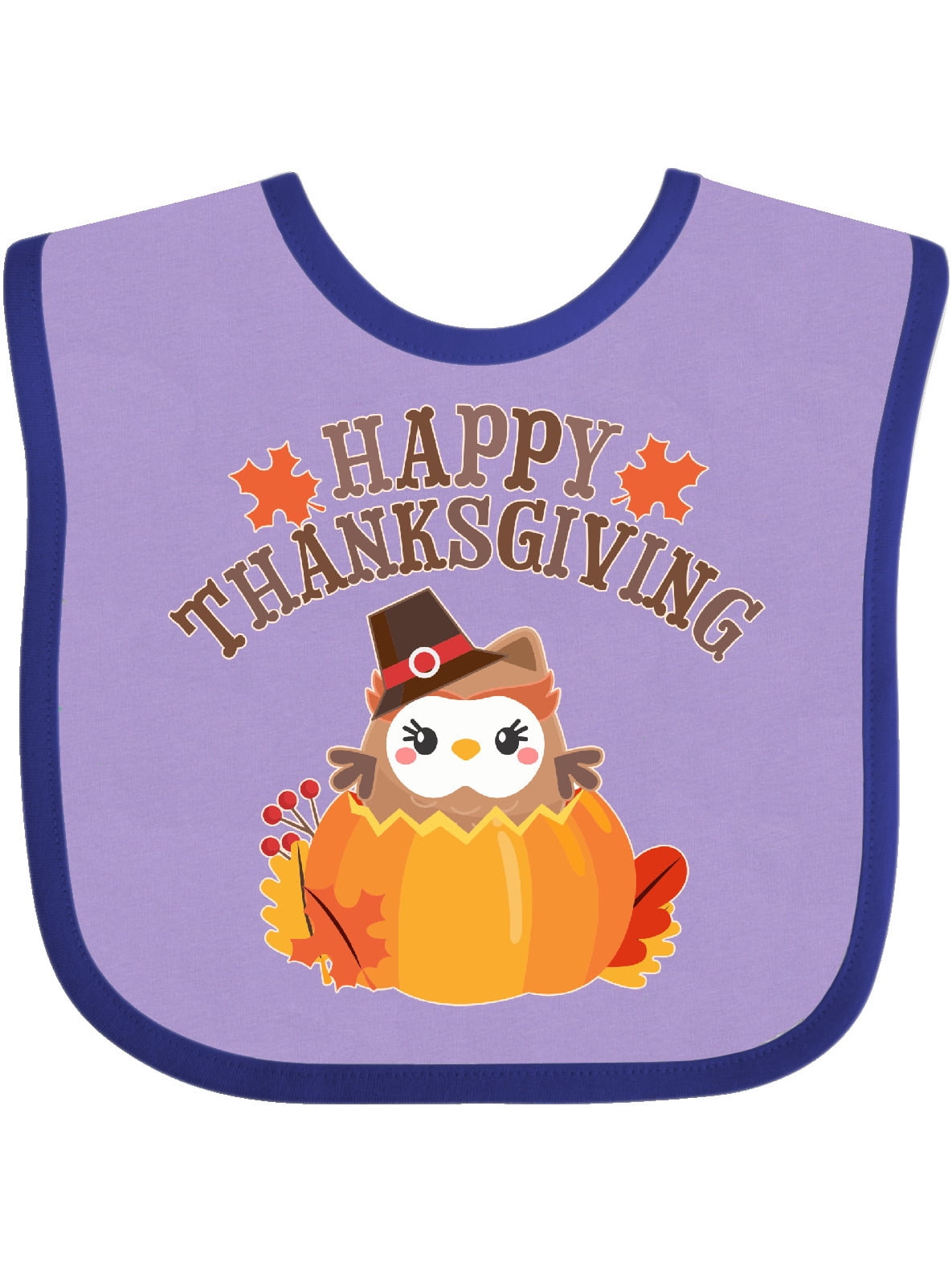 Happy Thanksgiving with Cute Owl in Pumpkin Baby Bib ...