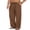 A- Brown, variant on Men's Cotton Linen Pants Elastic Waist Linen Dress Pants Big and Tall Linen Pants